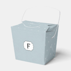 Monogram Framed on Pale Blue with White Polka Dots Favor Boxes