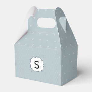 Monogram Framed on Pale Blue with White Polka Dots Favor Boxes