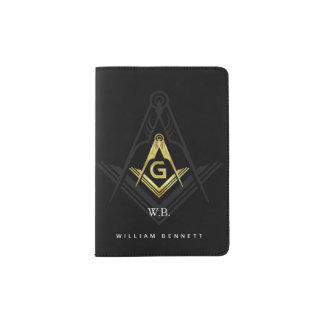 Monogram Freemason Template | Black Gold Masonic Passport Holder