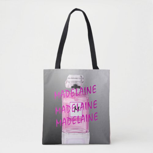 Monogram French Chic Black Perfume Bottle Tote Bag