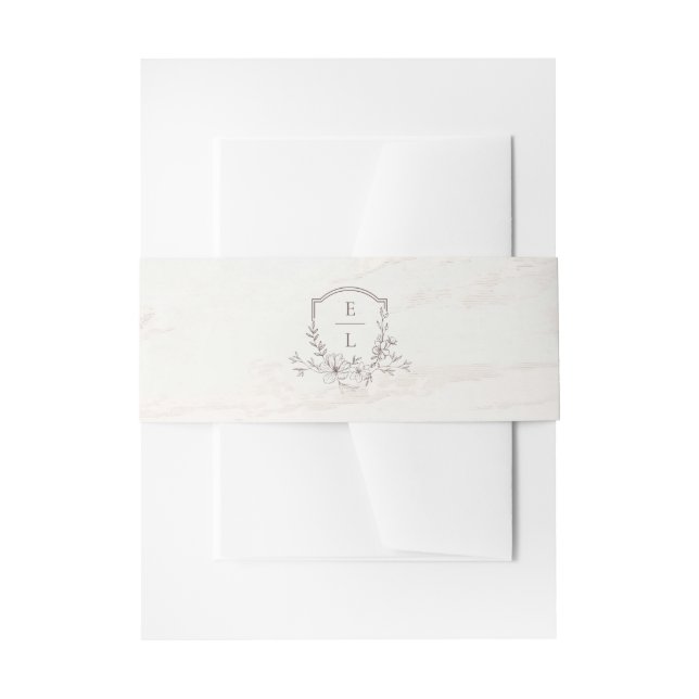 Monogram French Country Personalized Wedding Invitation Belly Band (Front Example)
