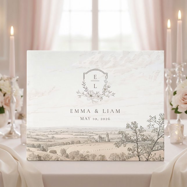 Monogram French Country Wedding Personalized Guest Book (Creator Uploaded)