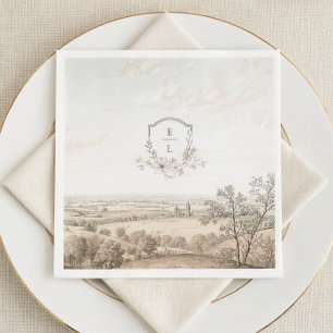Monogram French Country Wedding Personalized Napkins