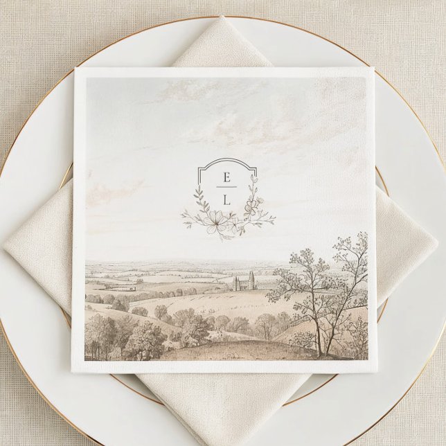 Monogram French Country Wedding Personalized Napkins (Creator Uploaded)