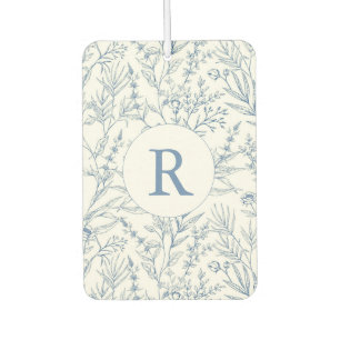Monogram French Toile Blue Floral Air Freshener