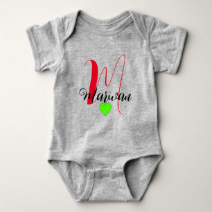 Monogram Front & Back Design - Unique Name Baby Bodysuit