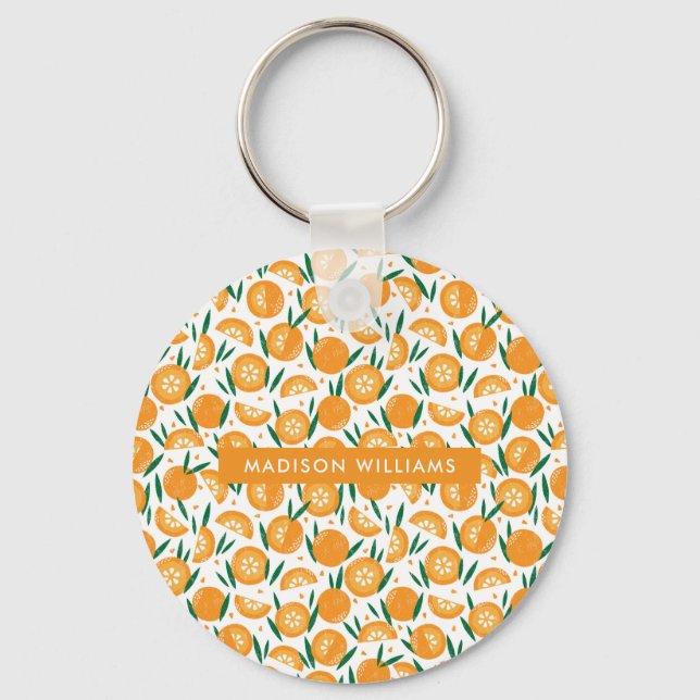 Monogram Fruit Modern Minimalist  Keychain (Front)