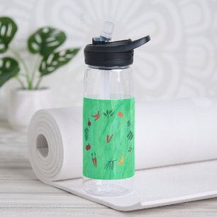 Monogram Fruits and Vegetables on Green Water Bottle