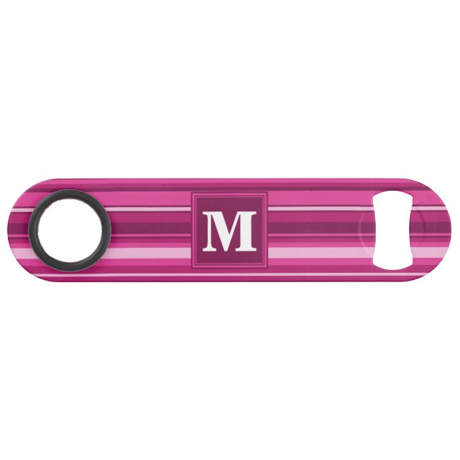 Monogram fuchsia stripes bar key (Front (Horizontal))