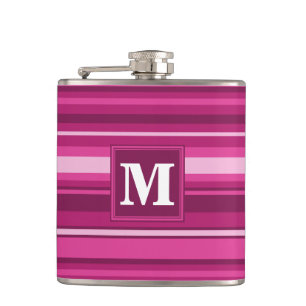 Monogram fuchsia stripes flask