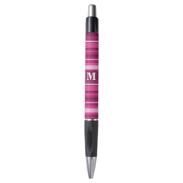 Monogram fuchsia stripes pen (Front Vertical)