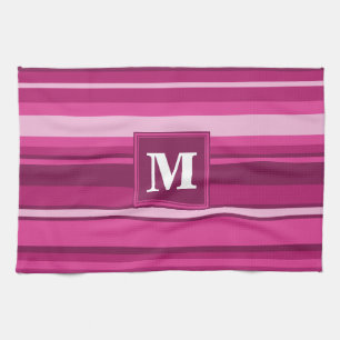 Monogram fuchsia stripes towel