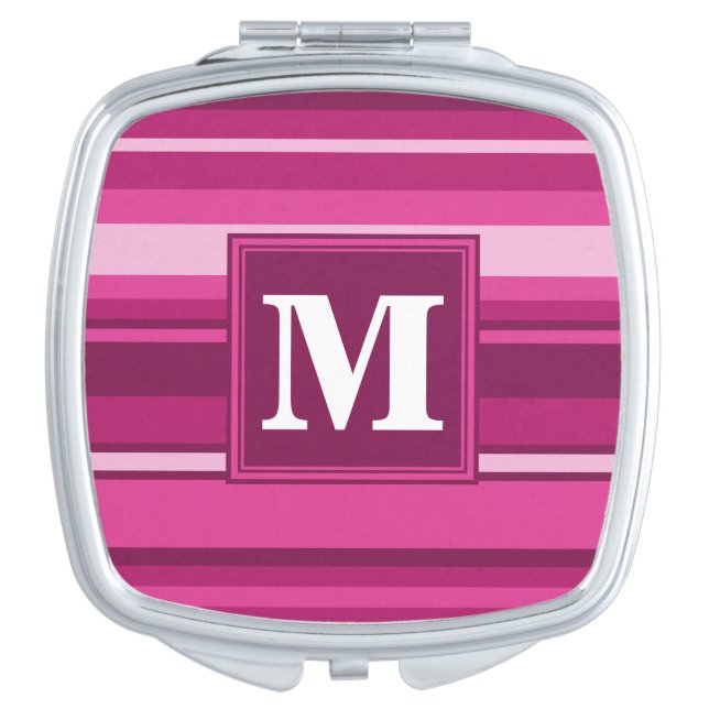 Monogram fuchsia stripes vanity mirror (Front)