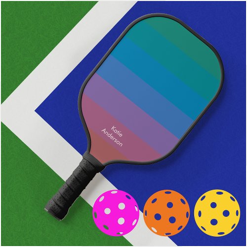 Monogram Full Name Colorful Red Green Gradient Pickleball Paddle