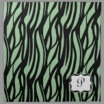 Monogram Funky Green and Black Zebra Cloth Napkin