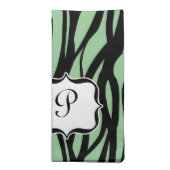 Monogram Funky Green and Black Zebra Cloth Napkin (Folded)