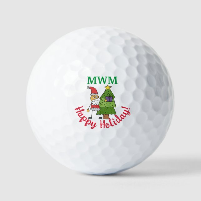 Monogram Funky Santa Golf Ball (Front)