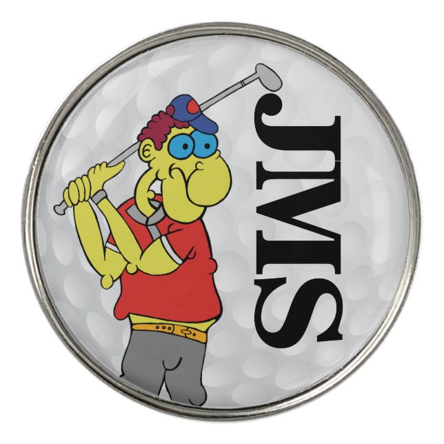 Monogram Funny Golfer Golf Ball Marker (Front)