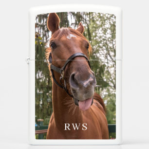 Monogram Funny Horse Photograph Zippo Lighter