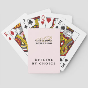 Monogram Funny Inspirational Pastel Pink Gold Chic Poker Cards