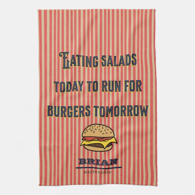 Monogram funny saying Cute vintage illustration Kitchen Towel (Vertical)