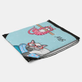 Monogram Funny Whimsical Cats Trendy Modern Drawstring Bag (Side)