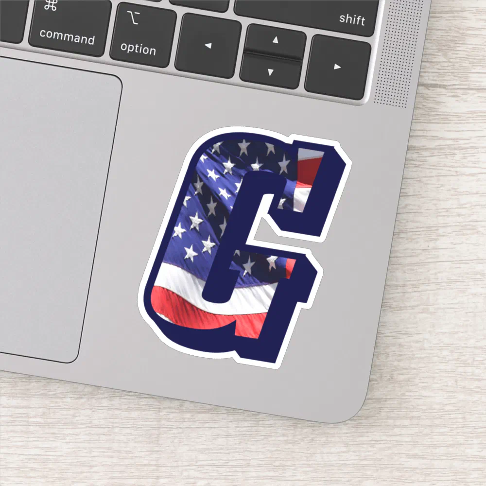 Monogram G American Flag Letter Initial USA Vinyl Sticker