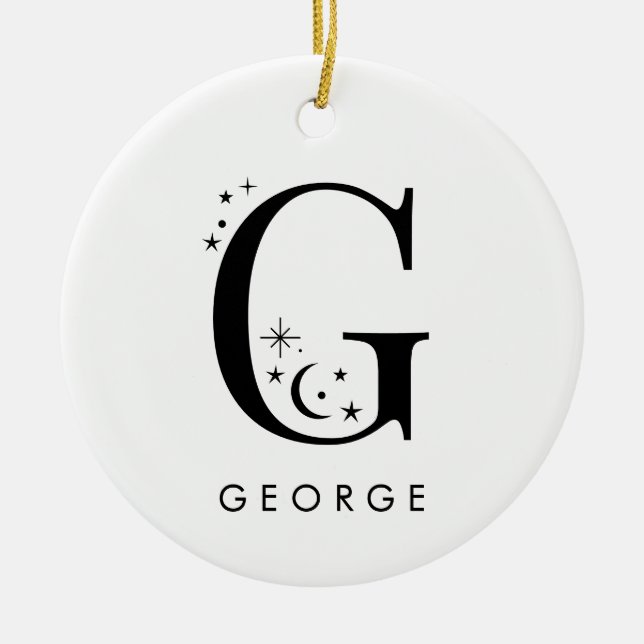 Monogram G Celestial Name  Ceramic Ornament (Front)