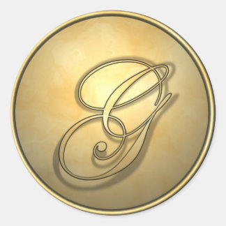 monogram_g classic round sticker
