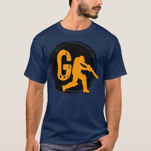 Monogram G Cricket Batter Grunge Circle 1 T_Shirt