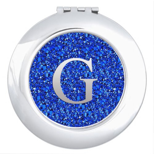 Monogram G druzy crystal _ Sapphire blue Makeup Mirror