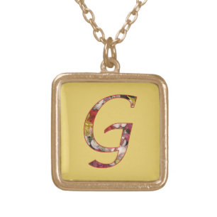 Monogram G Floral Design Gold Plated Necklace