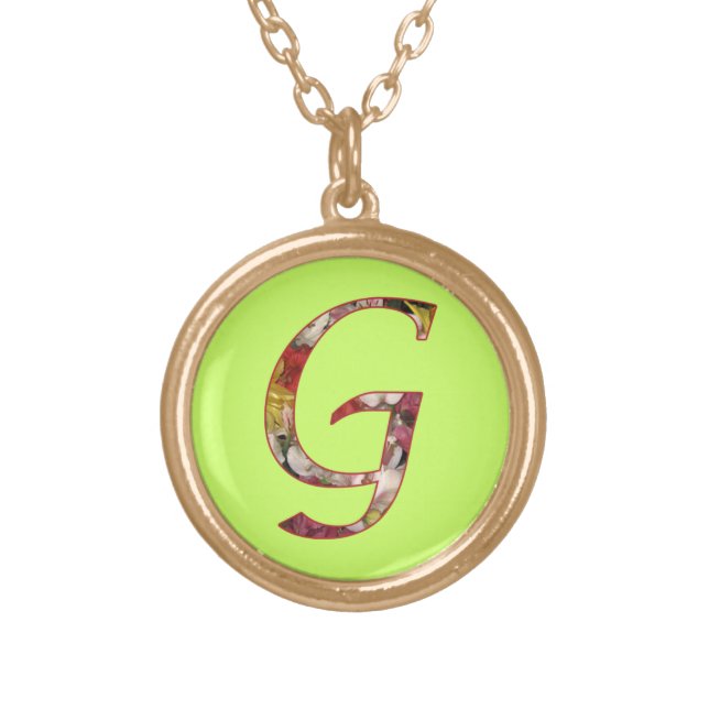 Monogram G Floral Design Necklace (Front)