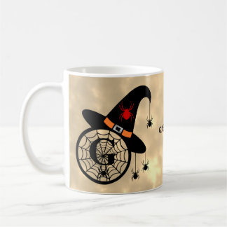 Monogram G Halloween Sky Witch Spiders Name Coffee Mug