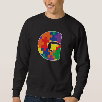 Monogram G in Multi Color Puzzle Pieces Sweatshirt
