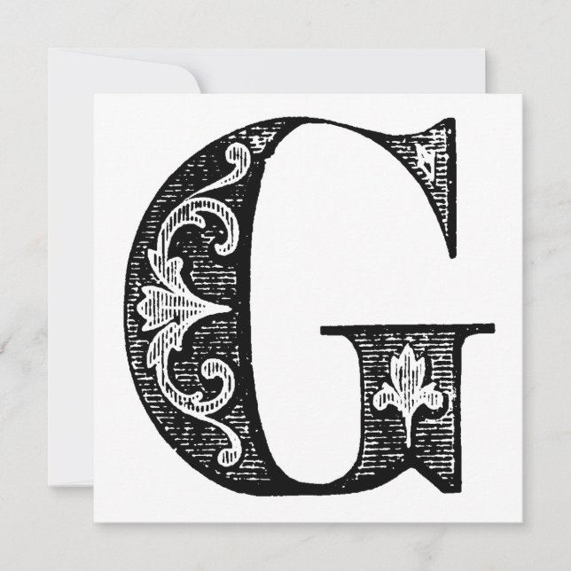 Monogram G Initial Black and White Floral Pattern (Front)