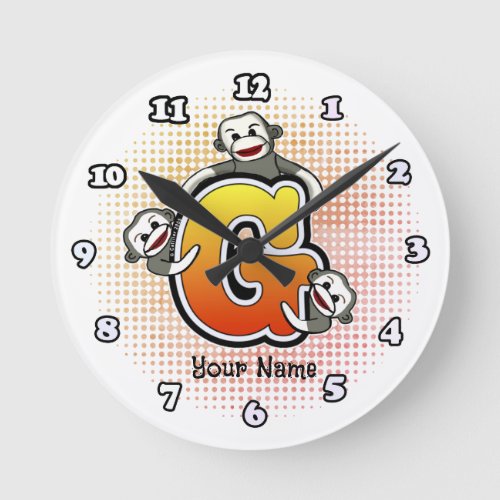 Monogram G Sock Monkey clock