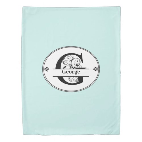 Monogram G with full name and color choice Duvet Cover