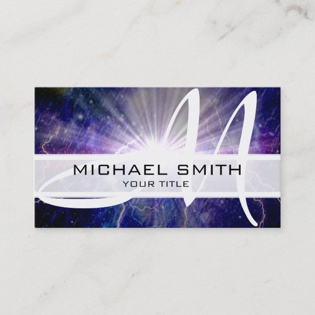 Monogram Galaxy Elegant Modern #10 Business Card (Front)