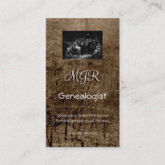 Monogram, Genealogy Business, leather-effect Business Card