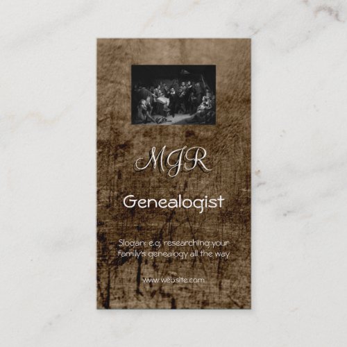 Monogram Genealogy Business leather_effect Business Card