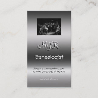 Monogram, Genealogy Business, metallic-effect Business Card
