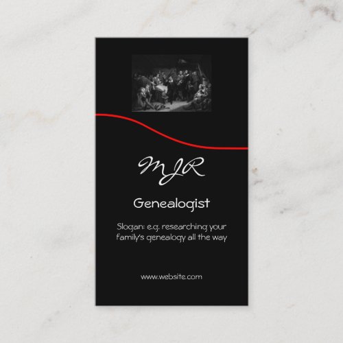 Monogram Genealogy Businessred swoosh Business Card