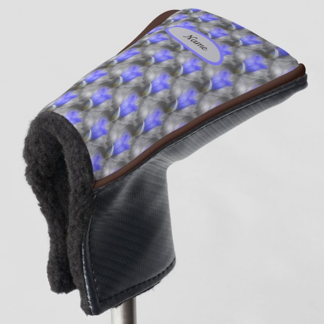 Monogram Gentian Flower Art Pattern Personalized Golf Head Cover (3/4 Front)