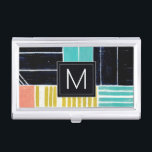 Monogram | Geometric Blocks Business Card Holder<br><div class="desc">Geometric Blocks. Artist: Grace Popp. Image ID: 150774FN.</div>