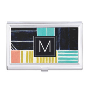 Monogram   Geometric Blocks Business Card Holder