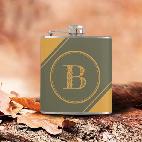 Monogram Geometric Diagonal Mango Moss Green Flask