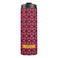 Monogram Geometric in Dark Pink and Blue Thermal Tumbler
