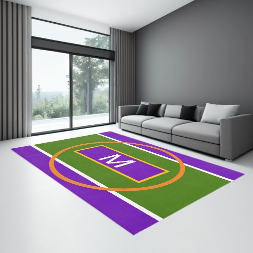 Monogram Geometric Mardi Gras Colors Rug