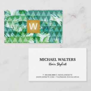 Monogram Geometric Palm Trees Business Card